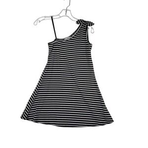 Love, Fire Tank Dress‎ Striped One Shoulder Retro Casual Summer Black White Sz L
